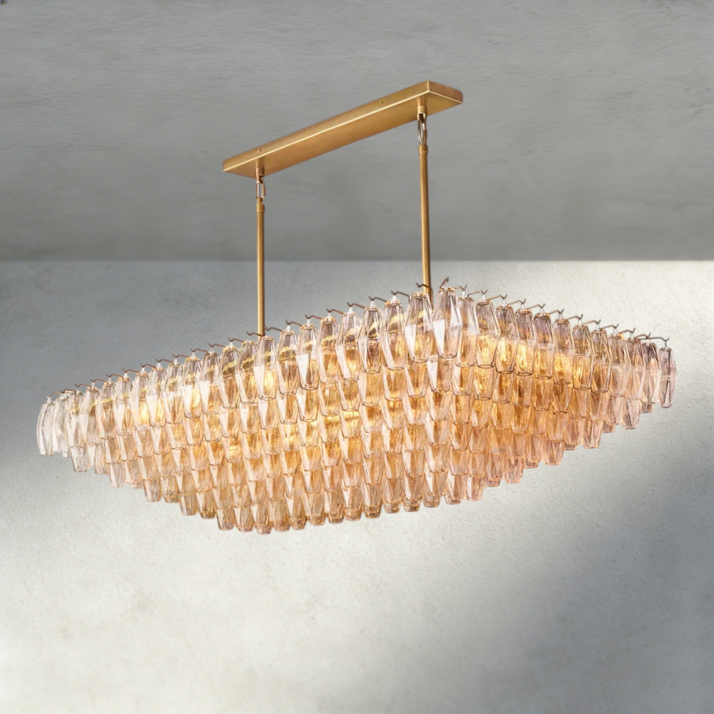 CHIARA CLEAR/ SMOKE GLASS TIERED RECTANGULAR CHANDELIER 54", 74"