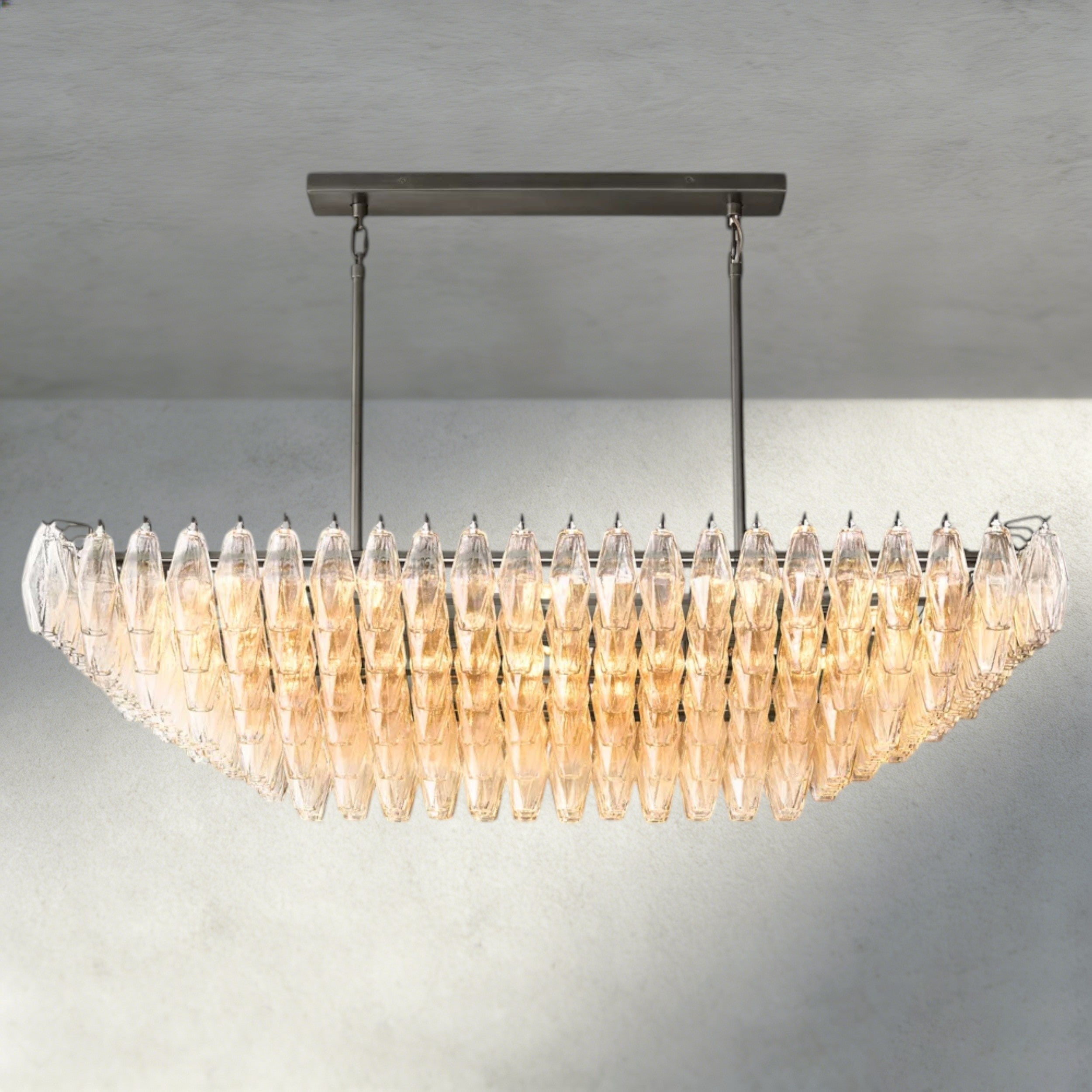 CHIARA CLEAR/ SMOKE GLASS TIERED RECTANGULAR CHANDELIER 54", 74"