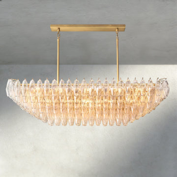 CHIARA CLEAR/ SMOKE GLASS TIERED RECTANGULAR CHANDELIER 54", 74"