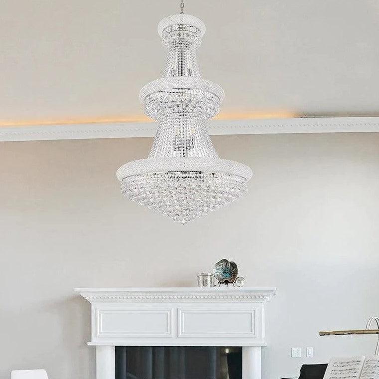 Luxury French Empire Chandelier for Villa Hall Ceiling Three-Layers Crystal Light for Hotel Lobby