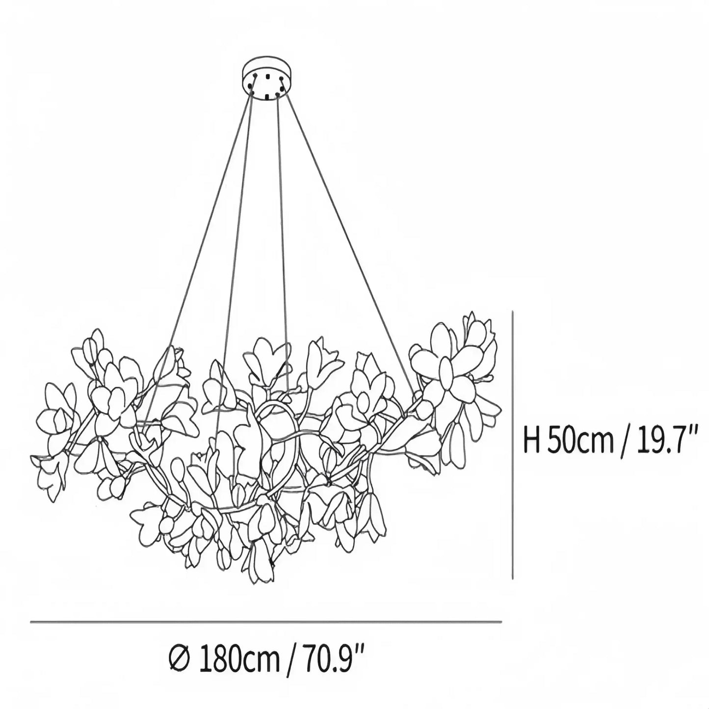 Circular Blossom Chandelier - L 47.2″(120cm) x W 15.7″(40cm) x H 17.7″ (45cm)-Manor Lights