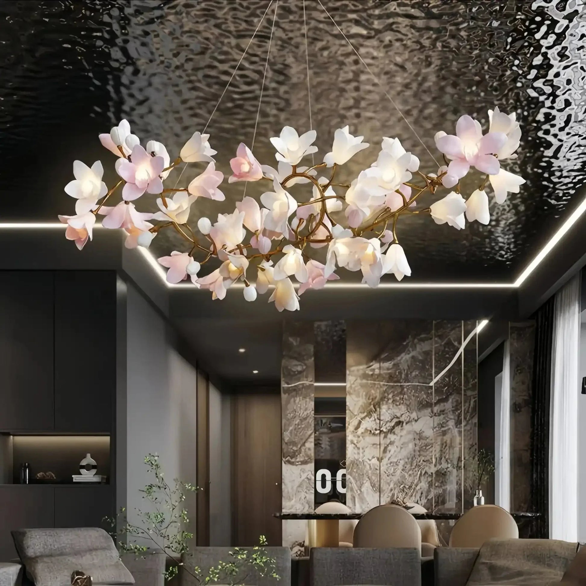 Circular Blossom Chandelier - L 47.2″(120cm) x W 15.7″(40cm) x H 17.7″ (45cm)-Manor Lights