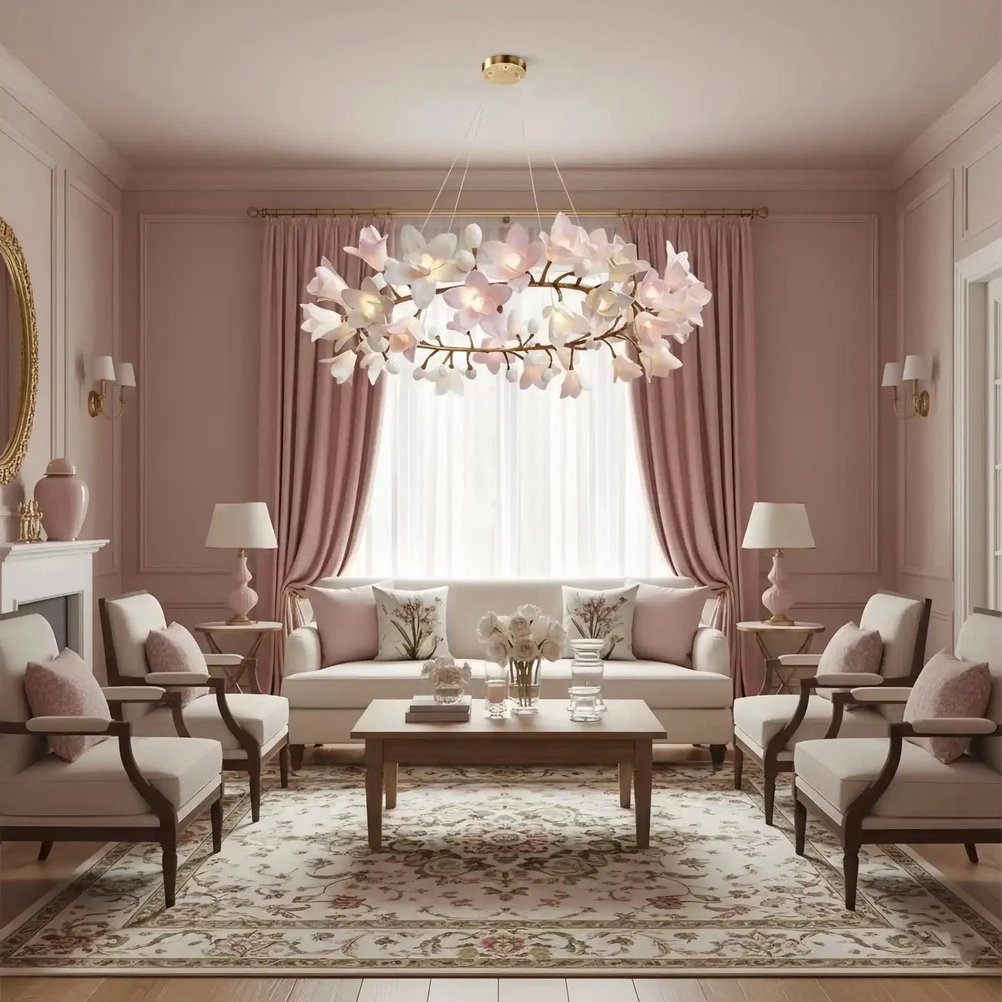 Circular Blossom Chandelier - Dia 48″(120cm) x H 20″(50cm)-Manor Lights
