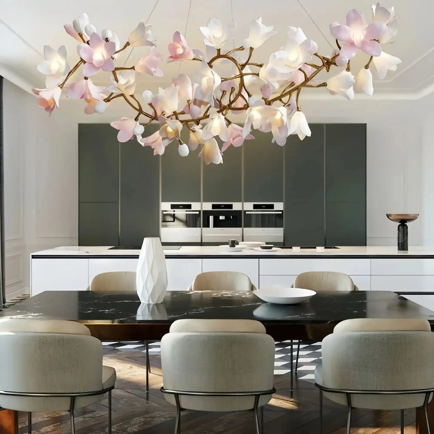 Circular Blossom Chandelier - L 59.1″(150cm) x W 17.7″(45cm) x H 17.7″(45cm)-Manor Lights