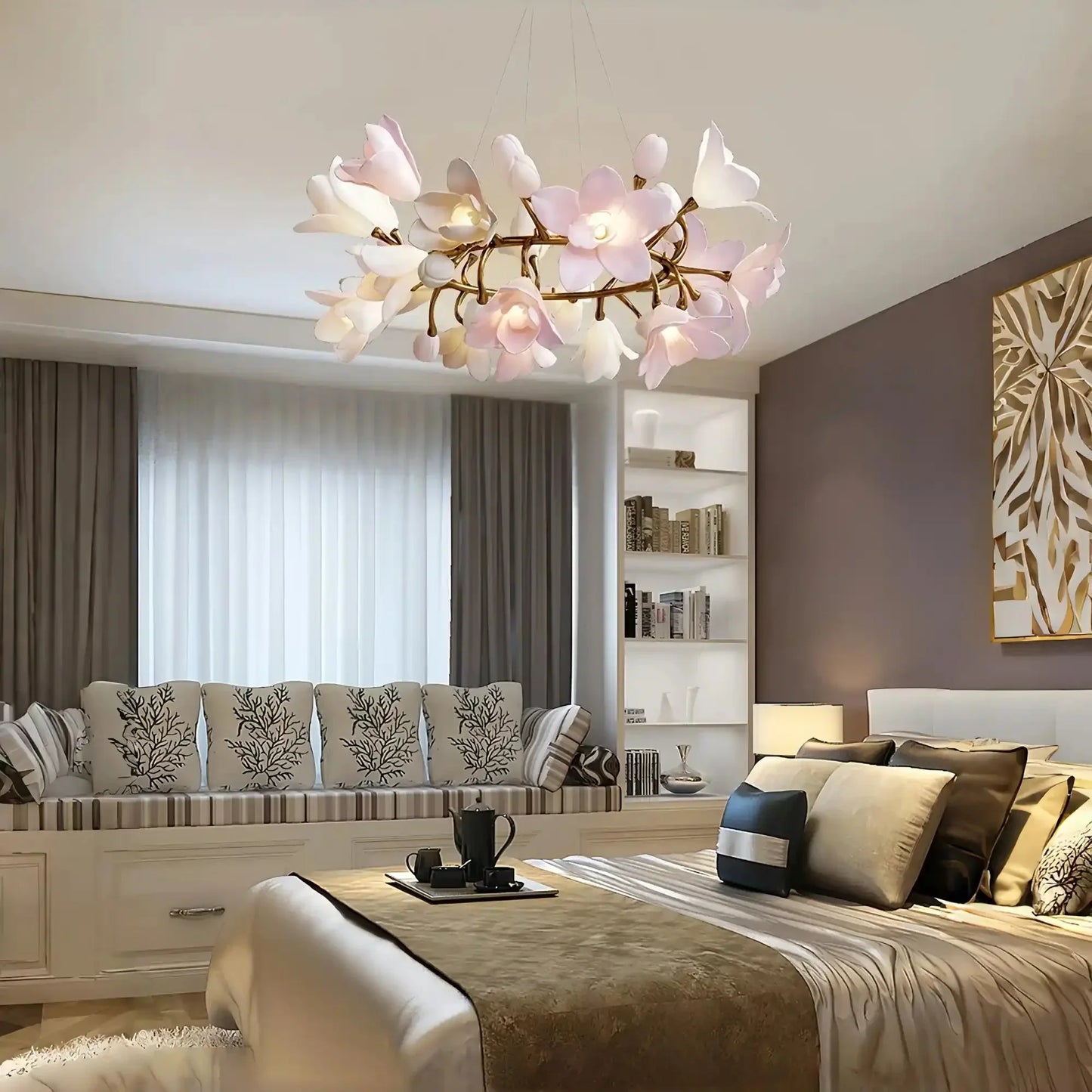 Circular Blossom Chandelier - Dia 23.6″(60cm) x H 15.7″(40cm)-Manor Lights