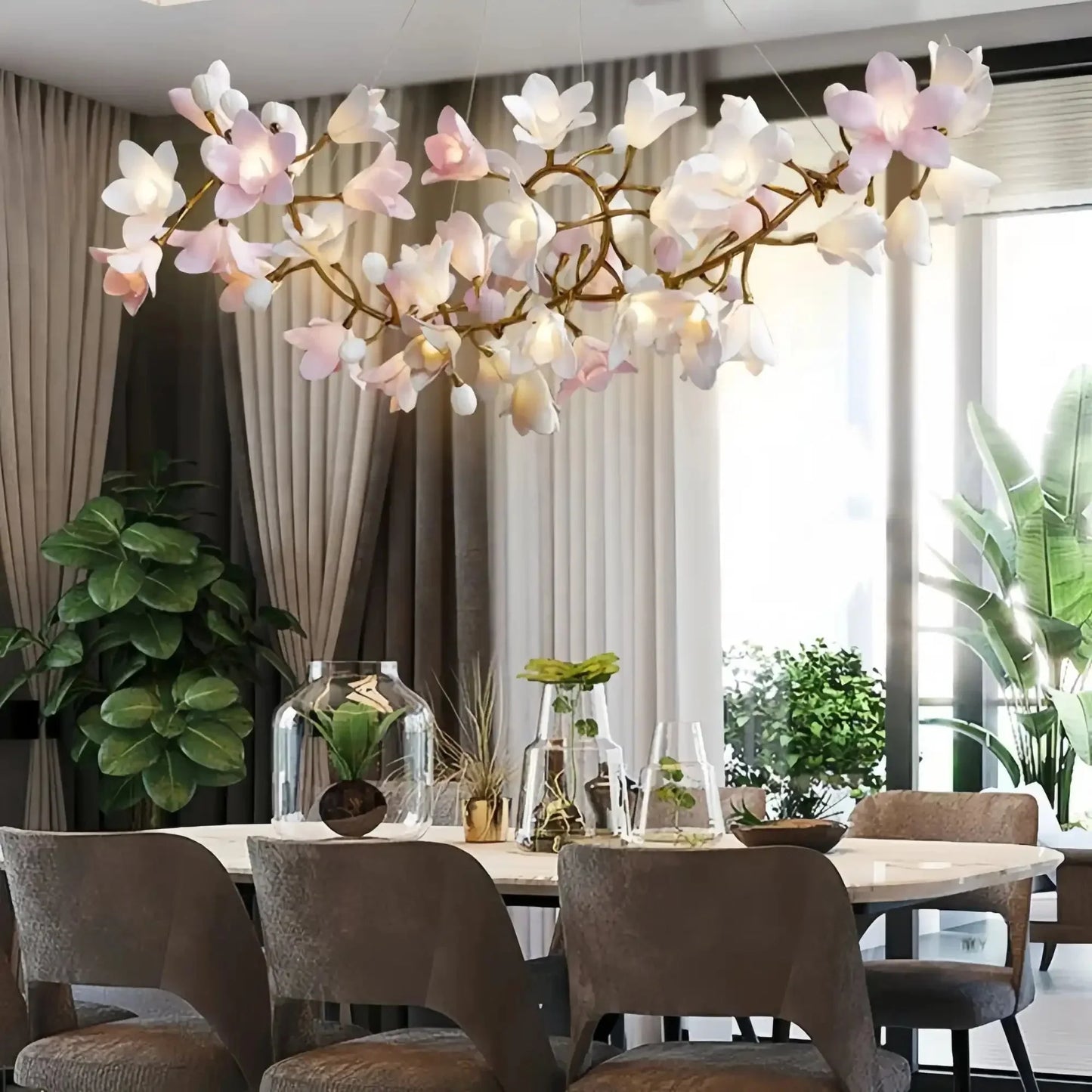 Circular Blossom Chandelier - L 47.2″(120cm) x W 15.7″(40cm) x H 17.7″ (45cm)-Manor Lights