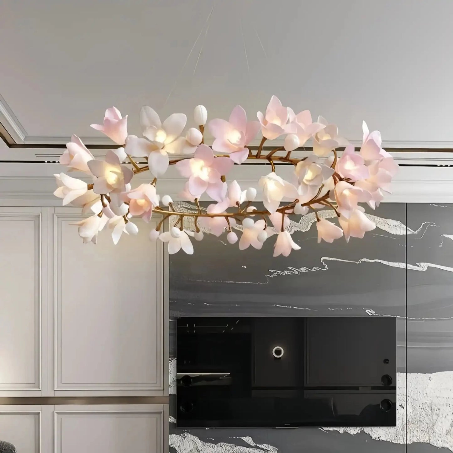 Circular Blossom Chandelier - Dia 31.5″(80cm) x H 15.7″(40cm)-Manor Lights