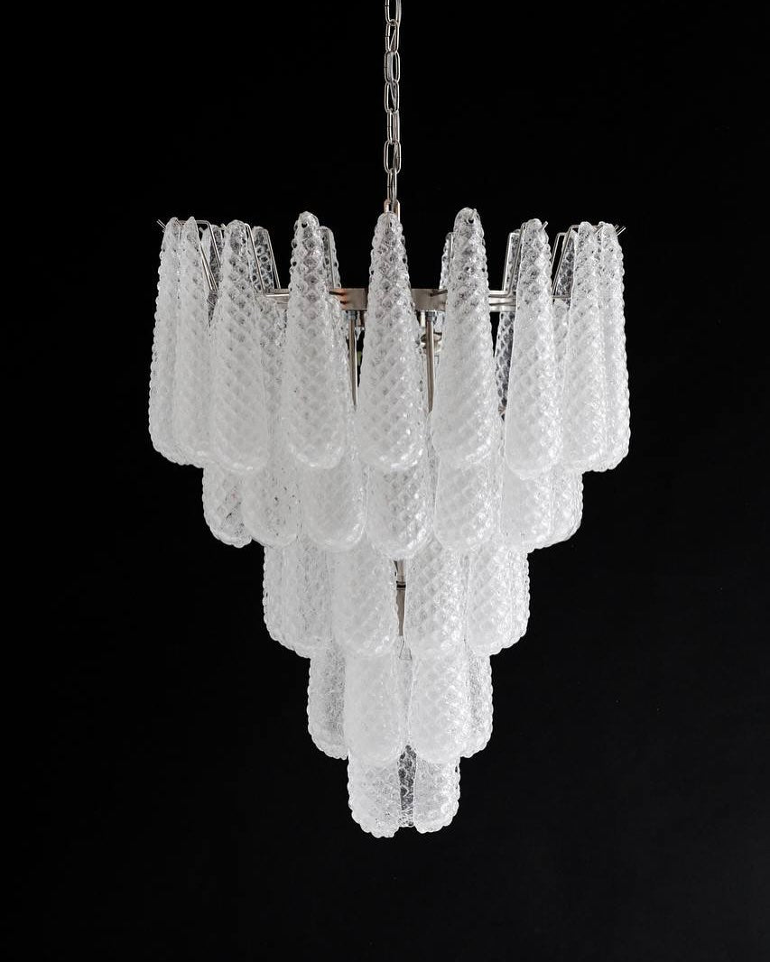 Murano Chandelier – Drop – 52 Glasses – Transparent