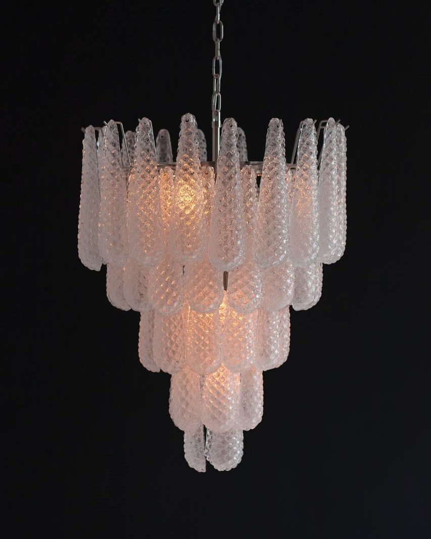 Murano Chandelier – Drop – 52 Glasses – Transparent