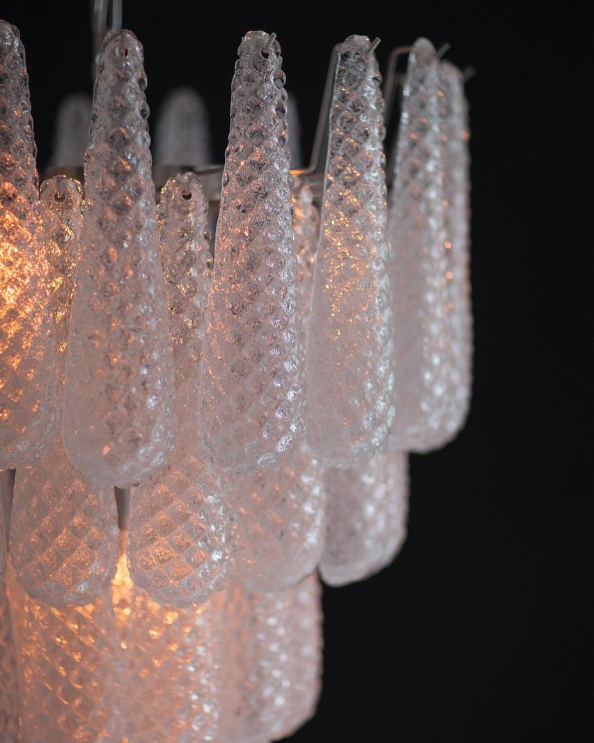 Murano Chandelier – Drop – 52 Glasses – Transparent