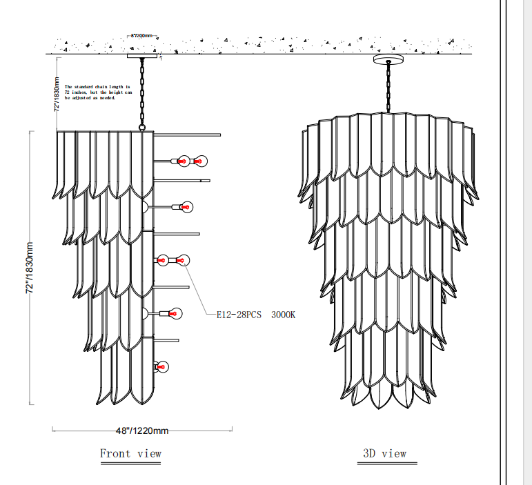 Custom Streamline Chandelier - 72