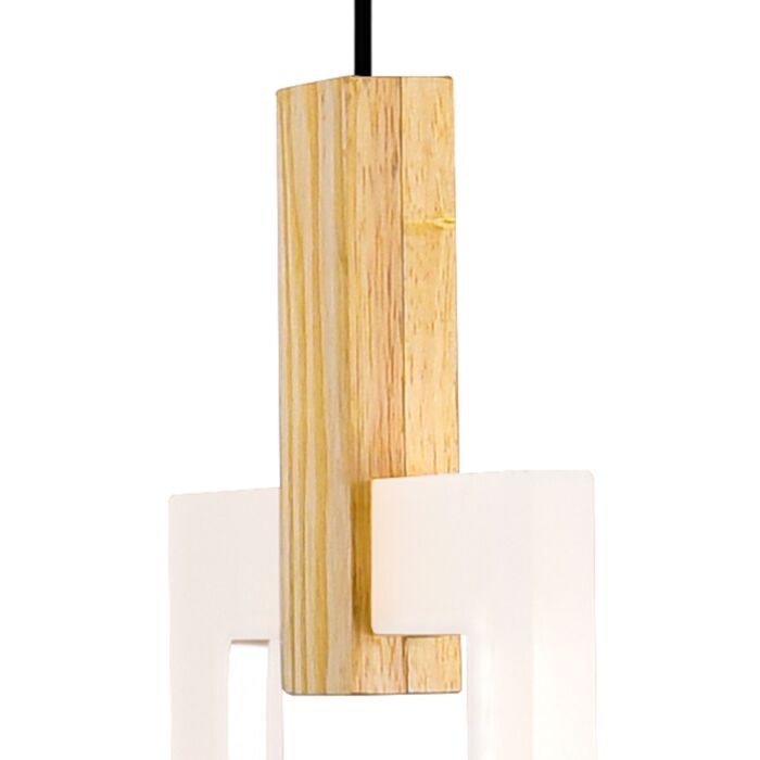 Rectangular LED Pendant Light with White Oak Finish and Acrylic Metal Frame