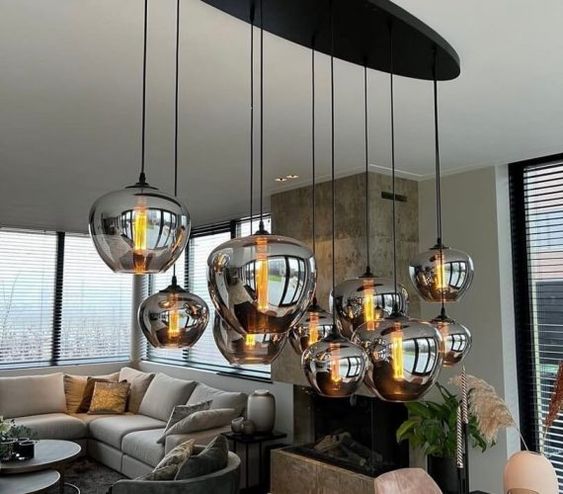 Modern Smoke Gray Glass Lamp Designer Chandelier for Cafe / kitchen Island / dining Room Style B