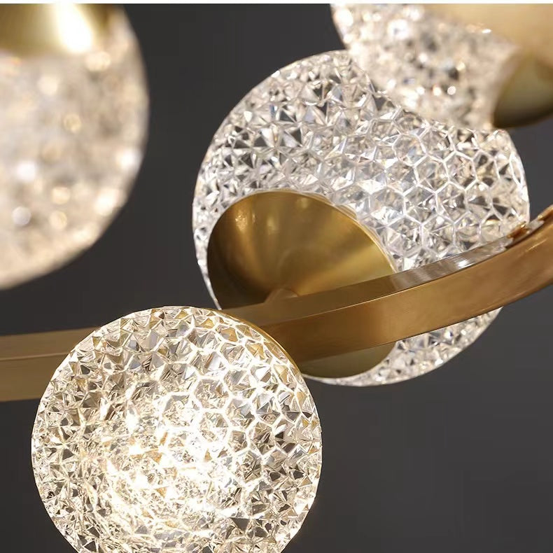 Modern Crystal Brass Finish Chandelier Molecular Ceiling Light with Round and Rectangular Shape