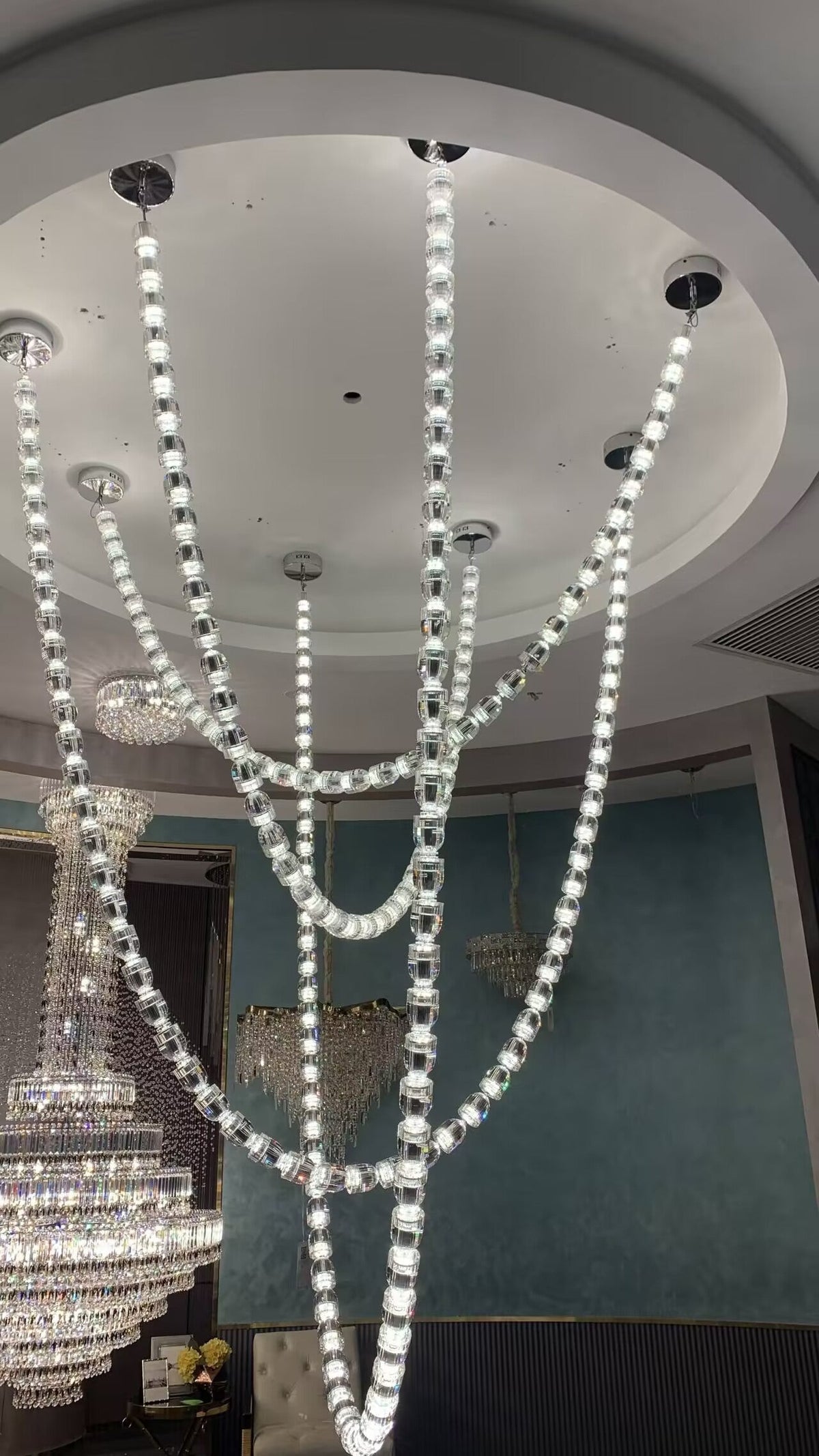 Modern Crystal Bullet Necklace Chain Chandelier for Living Room / staircase / foyer / hotel / restaurant