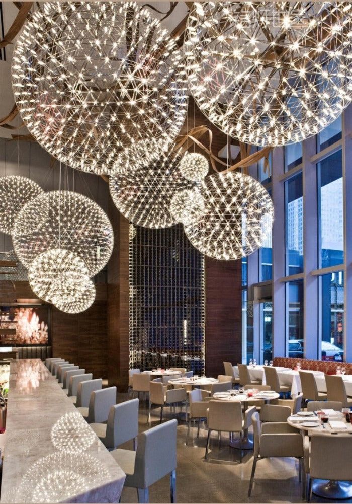 Round Starry Sky Chandelier Light Fire Ball Ceiling Lighting for Living Room / cottage / high-Ceiling