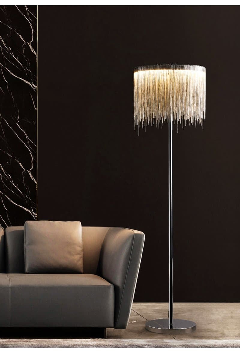 Alisa Luxury Hardware Aluminum Chain Tassel Floor Lamp(single-Layer / double-Deck)