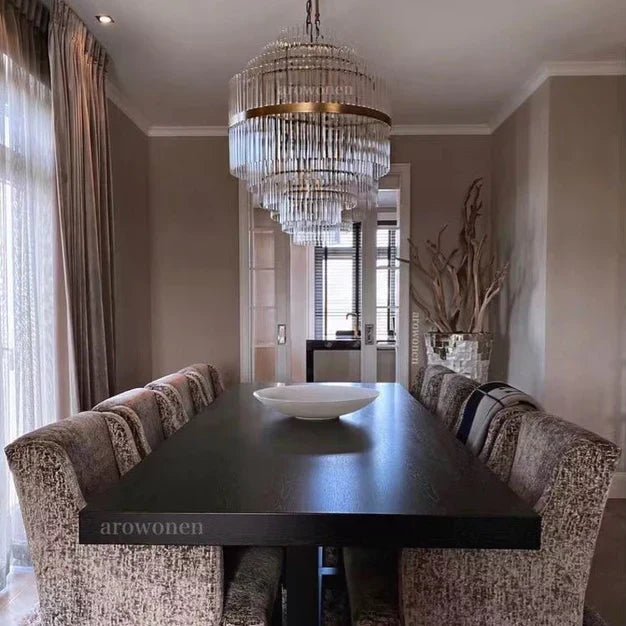 Light Luxury Modern Round Multi-Tiered Crystal Chandelier with Antique Brass Finish and Quality Materials