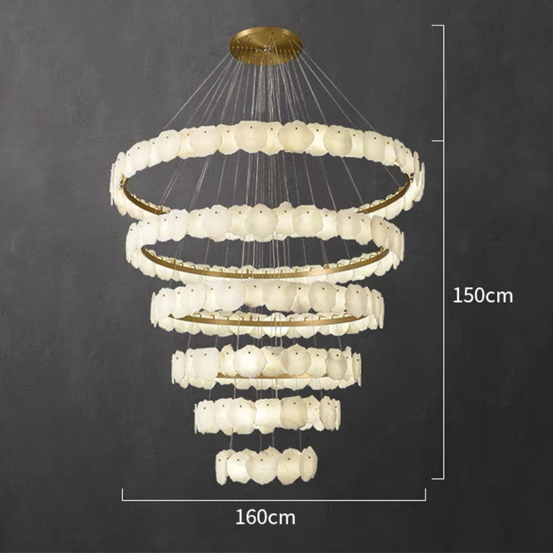 Modern Multi-Layer White Alabaster Chandelier for Staircase / foyer
