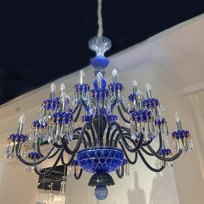 Luxury Candle Light Blue&black Crystal Chandelier for Bedroom