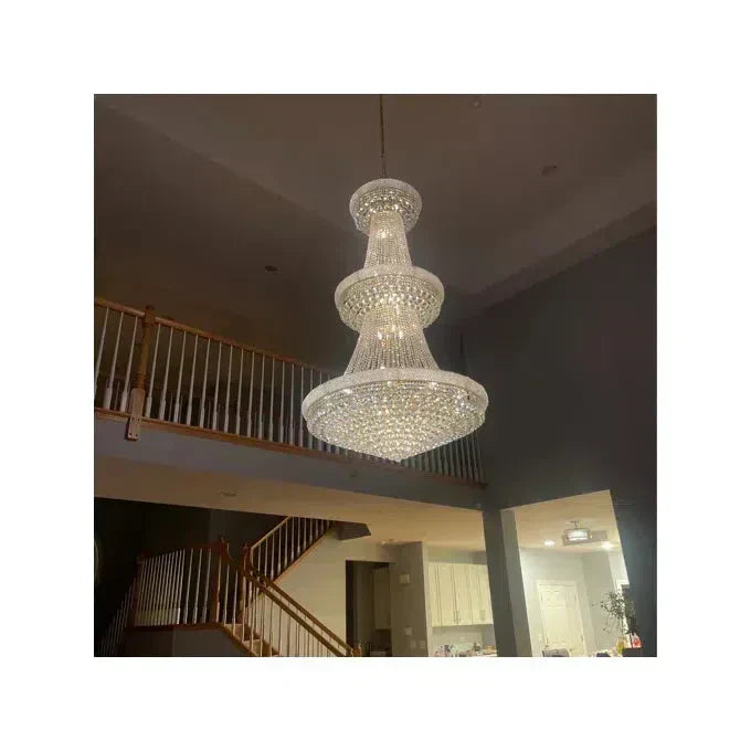 Luxury French Empire Chandelier for Villa Hall Ceiling Three-Layers Crystal Light for Hotel Lobby