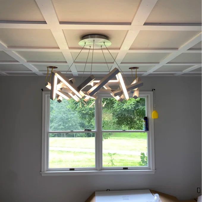 Modern Round / linear Geometric Aluminum LED Chandelier for Dining Room / bedroom