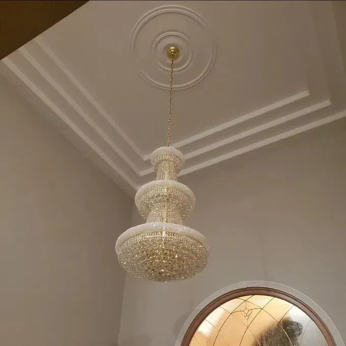 Luxury French Empire Chandelier for Villa Hall Ceiling Three-Layers Crystal Light for Hotel Lobby