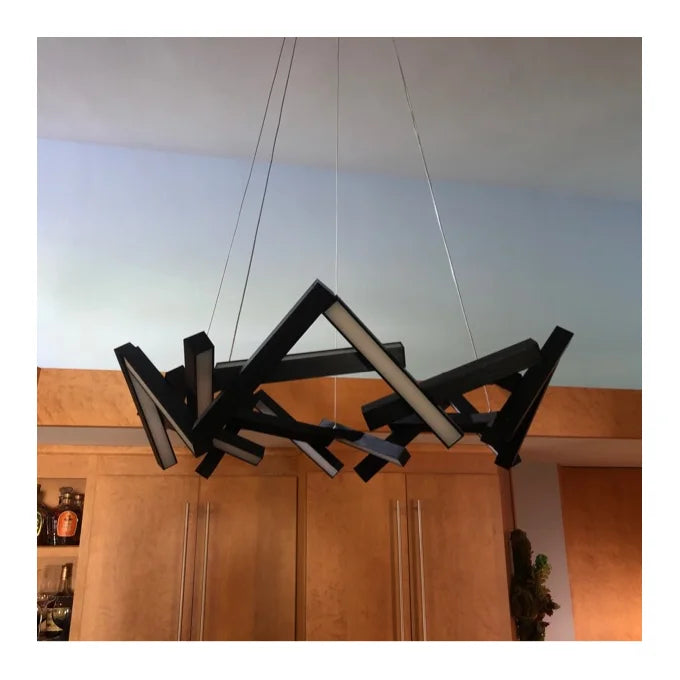Modern Round / linear Geometric Aluminum LED Chandelier for Dining Room / bedroom