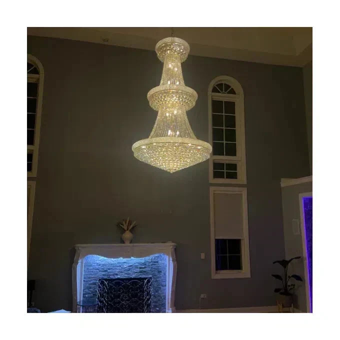 Luxury French Empire Chandelier for Villa Hall Ceiling Three-Layers Crystal Light for Hotel Lobby