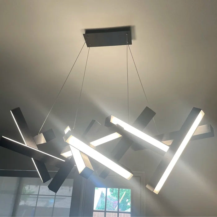 Modern Round / linear Geometric Aluminum LED Chandelier for Dining Room / bedroom