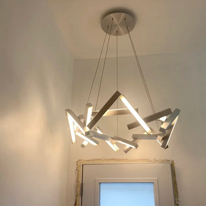 Modern Round / linear Geometric Aluminum LED Chandelier for Dining Room / bedroom