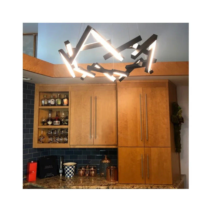 Modern Round / linear Geometric Aluminum LED Chandelier for Dining Room / bedroom
