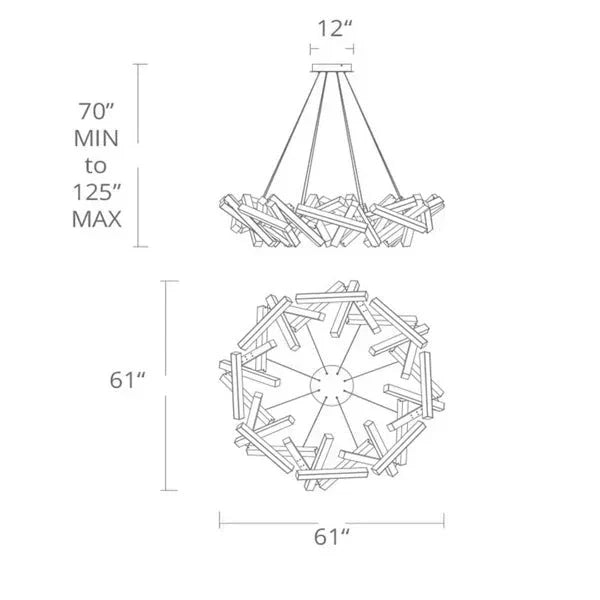 Modern Round / linear Geometric Aluminum LED Chandelier for Dining Room / bedroom