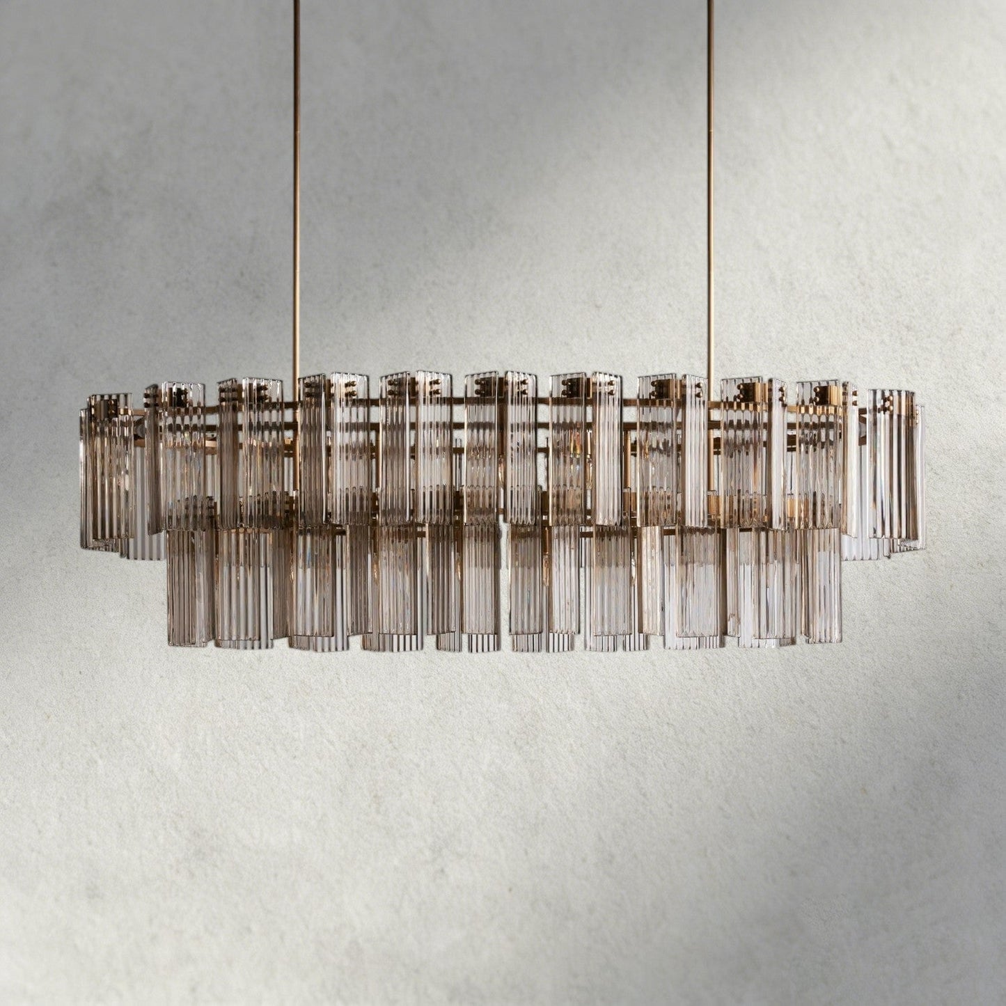 72" / Brass / Smoke Delsie Oval Chandelier 51", 63", 72"