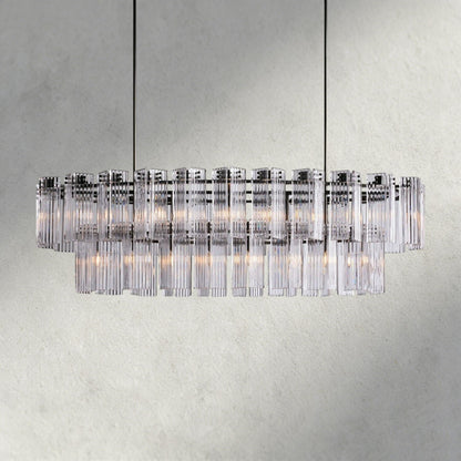 72" / Bronze / Clear Delsie Oval Chandelier 51", 63", 72"