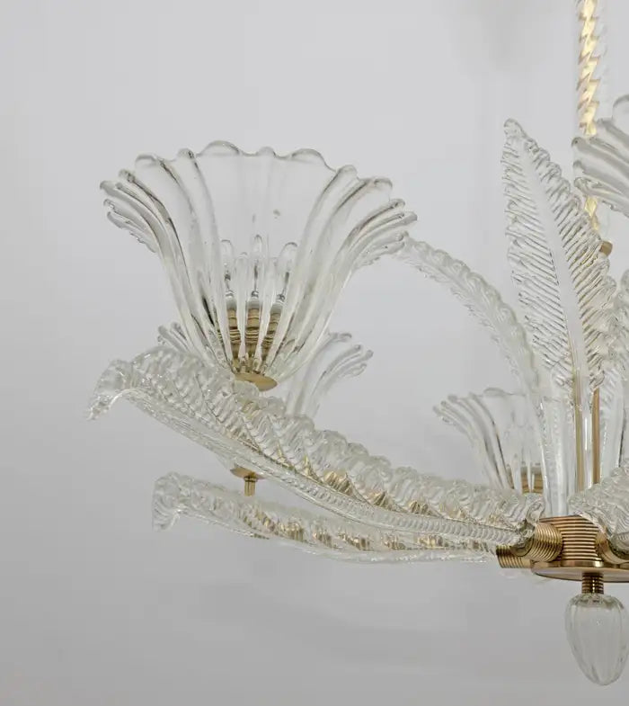 Vintage Italian 6-Arm Glass Chandelier for Low-Ceiling Bedroom / dining Room