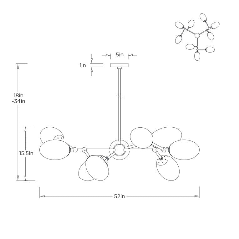 Celeste Chandelier DLC48 clean dimension drawing