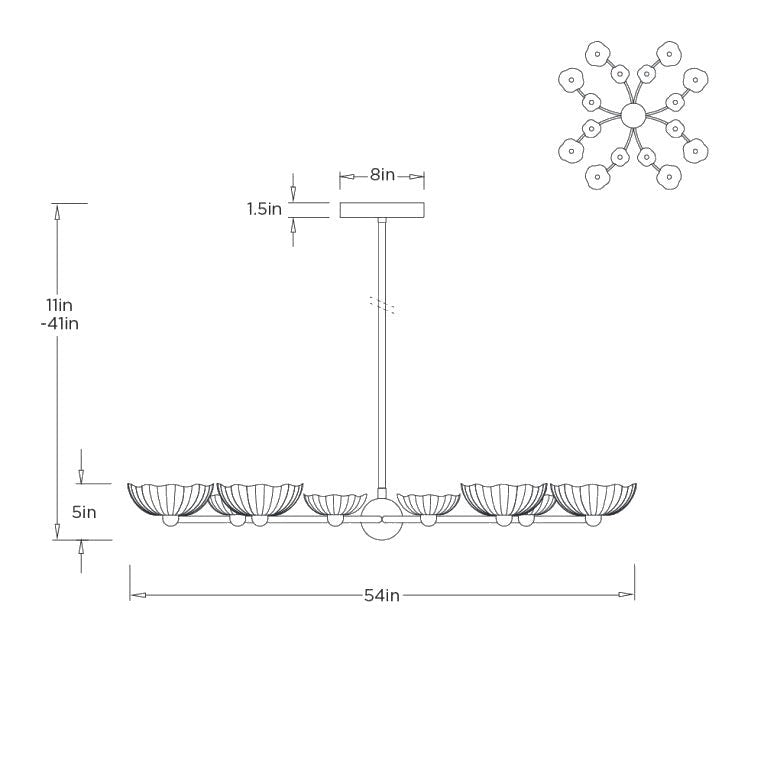 Fleurana Chandelier DLC51 clean dimension drawing