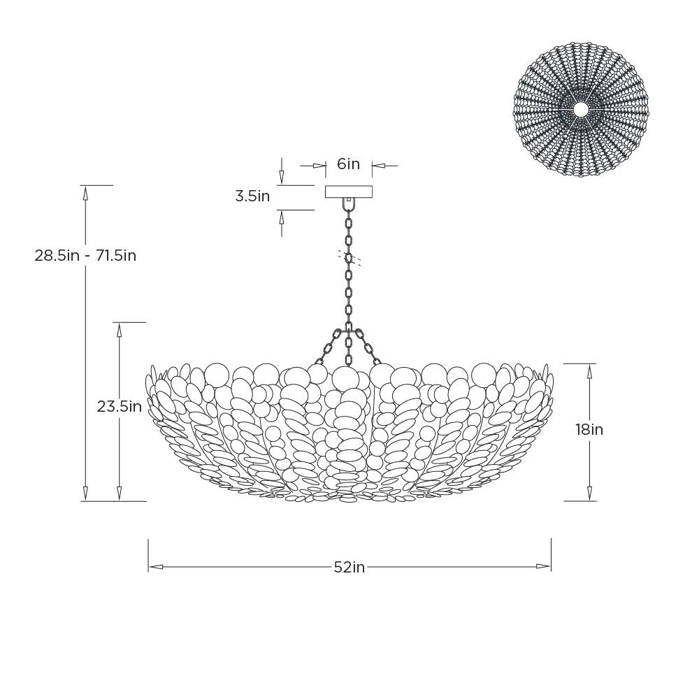 Bilal Round Chandelier DLS18 clean dimension drawing