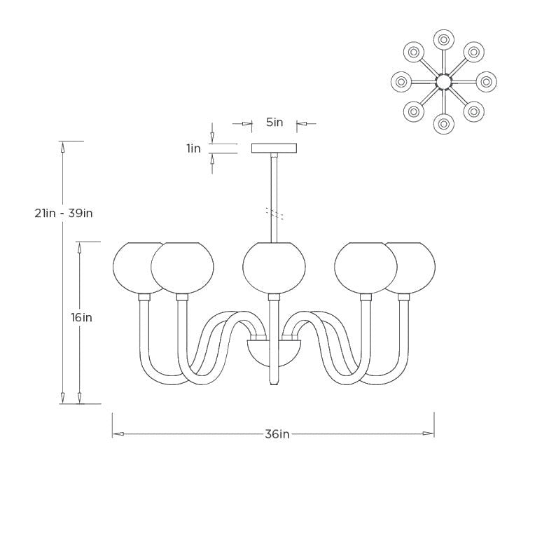 Tebaldi Chandelier DMC37 clean dimension drawing