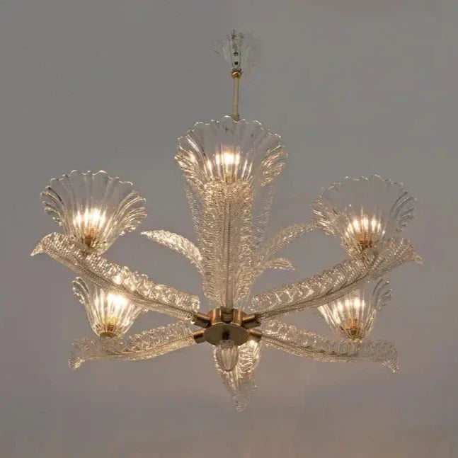 Vintage Italian 6-Arm Glass Chandelier for Low-Ceiling Bedroom / dining Room