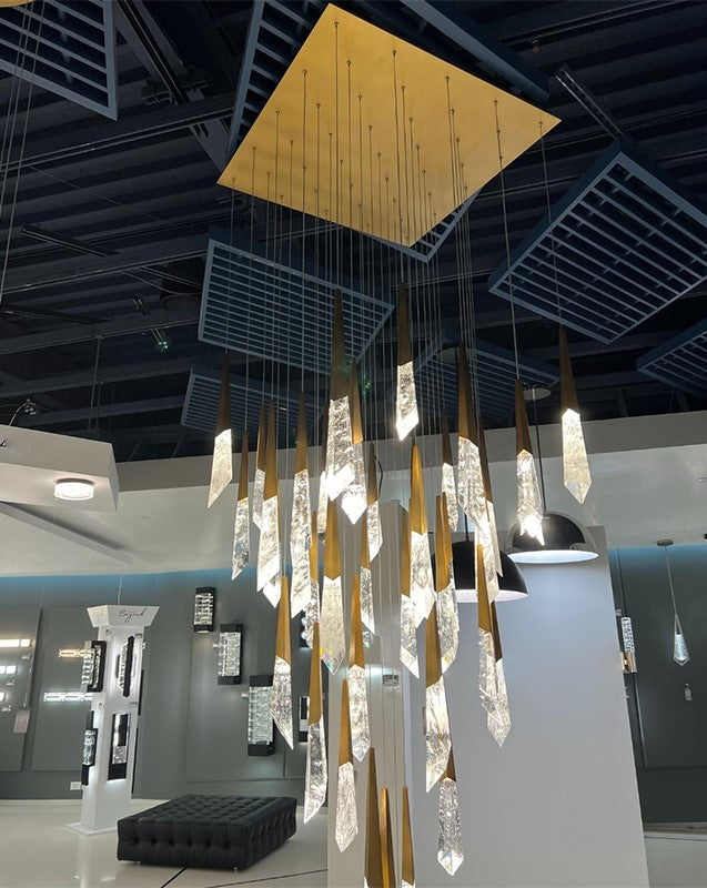 Luxury Floating Glaciers Diamond Crystal Chandelier for Staircase / foyer / entryway