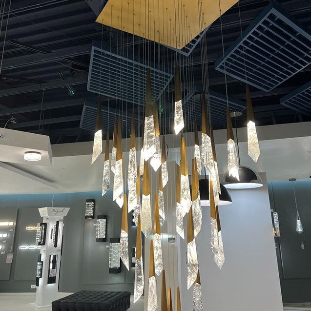 Luxury Floating Glaciers Diamond Crystal Chandelier for Staircase / foyer / entryway