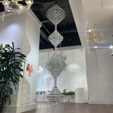 Luxury Three / four Cone Crystal Chandelier for Staircase / foyer / hotel