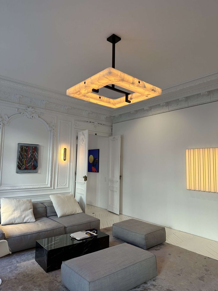 Modern Square Alabaster Chandelier for Living Room / bedroom