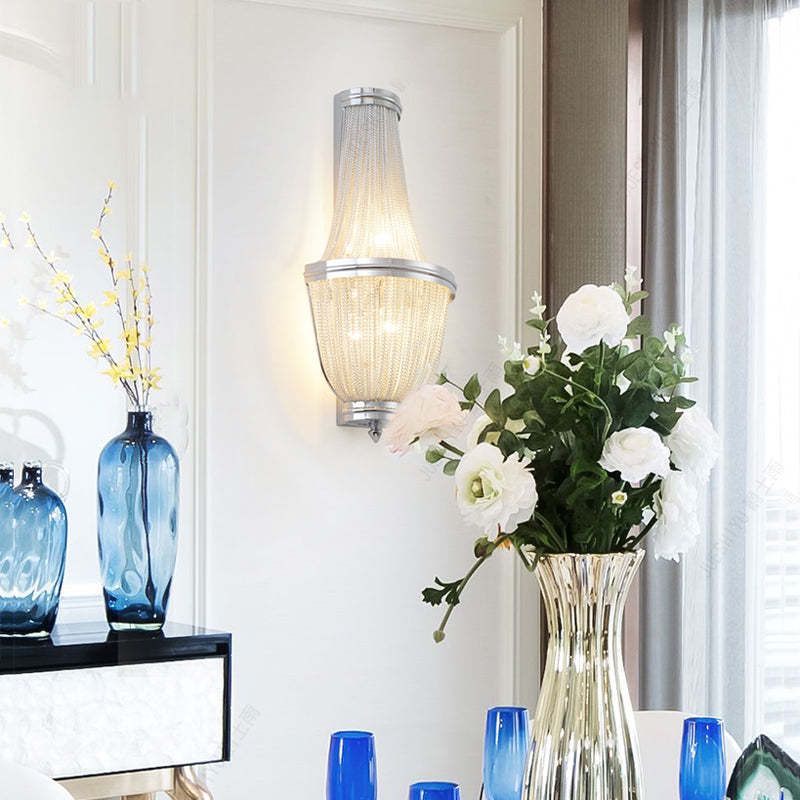 Tassel Aluminum Chain Wall Sconce in Living Room