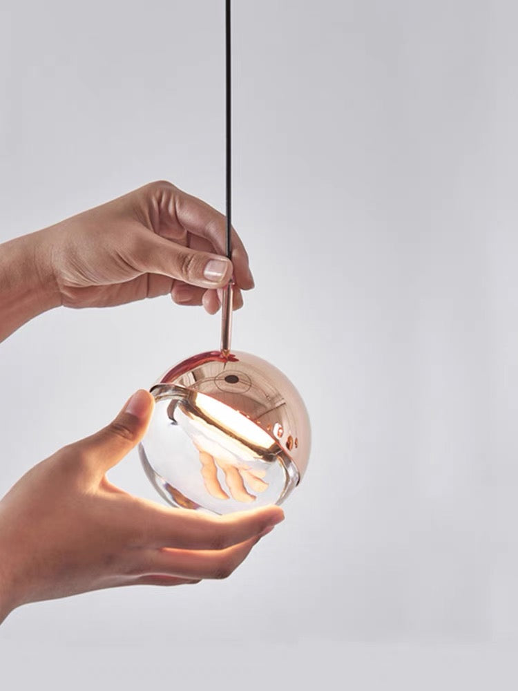 Nordic Simple Globe Pendant Light in Gold or Rose Gold