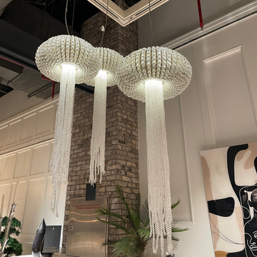 Designer Jellyfish Glass Crystal Pendant Chandelier with Metal Finish for Dining Room Entryway Bedroom