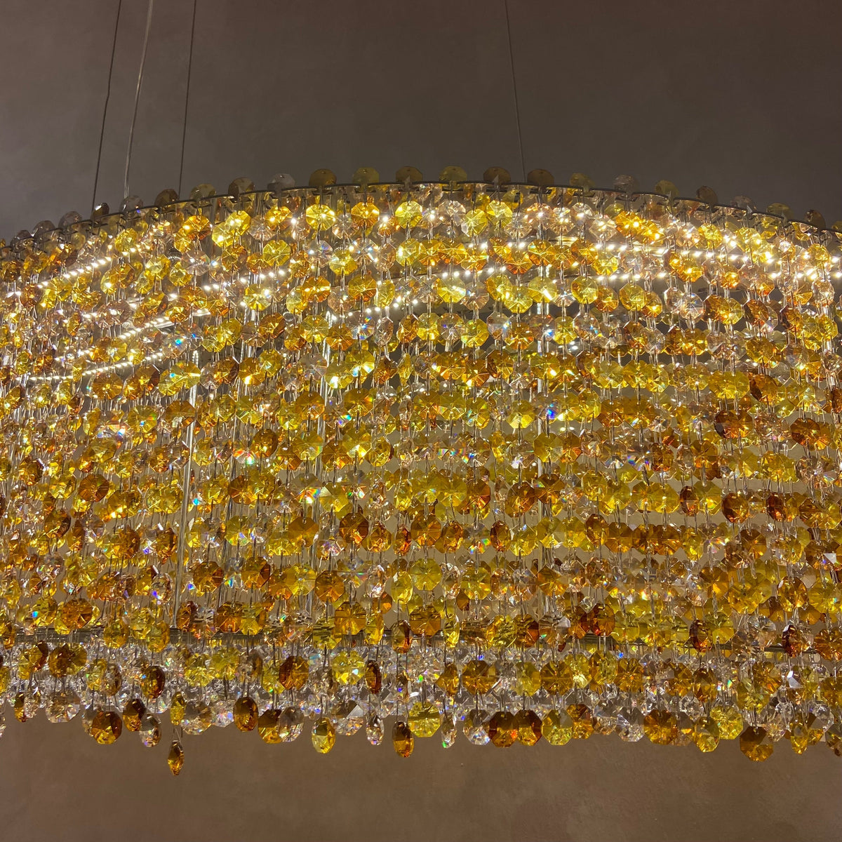 Italian Modern Light Luxury Round / wavy Crystal Chandelier Decorative Light for Living Room / dining Room