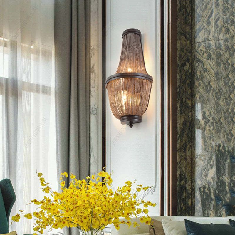 Tassel Aluminum Chain Wall Sconce in Living Room